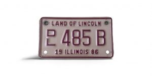 1986 ILLINOIS DEALER MOTORCYCLE LICENSE PLATE 485 B