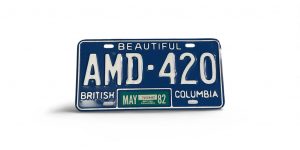 BRITISH COLUMBIA AMD 420 LICENSE PLATE CANADA CANADIAN