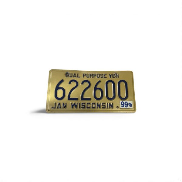 1999 WISCONSIN LICENSE PLATE DUAL PURPOSE VEHICLE 622600 WITH 99 STICKER