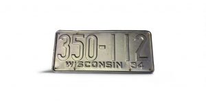 1934 WISCONSIN LICENSE PLATE 350 112