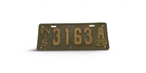 1929 WISCONSIN LICENSE PLATE 3163 LOW NUMBER 4-DIGIT