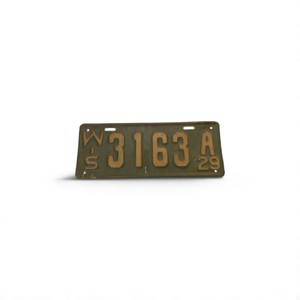 1929 WISCONSIN LICENSE PLATE 3163 LOW NUMBER 4-DIGIT