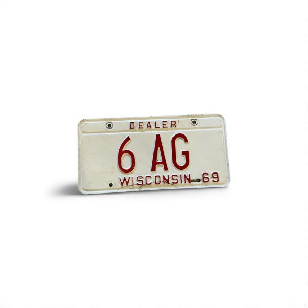 1969 WISCONSIN DEALER LICENSE PLATE LOW NUMBER 6 AG
