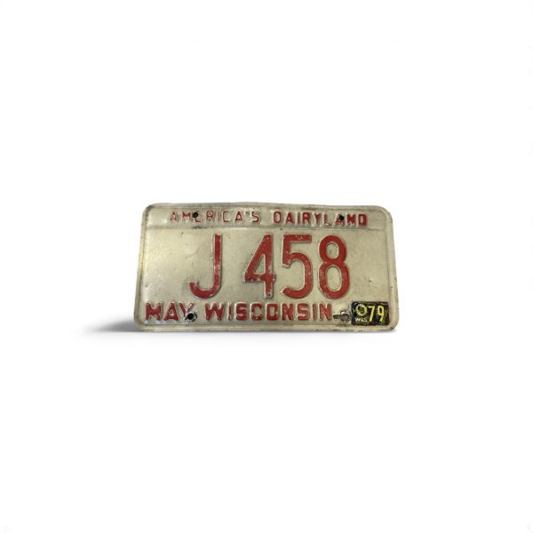 1979 WISCONSIN LICENSE PLATE COLLECTOR J 458 AMERICAS DAIRYLAND