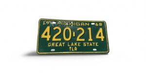 1968 MICHIGAN LICENSE PLATE 420 214 TRAILER