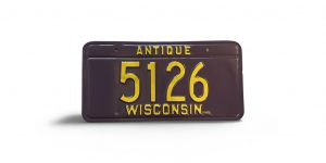 WISCONSIN ANTIQUE LICENSE PLATE LOW NUMBER 5126