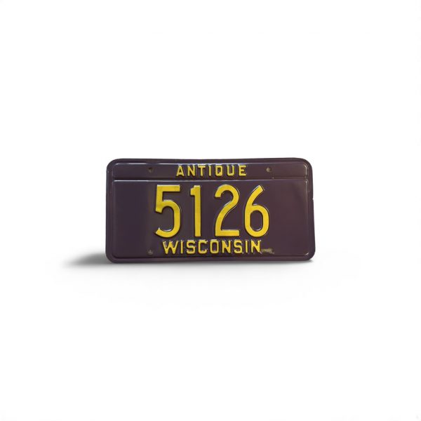 WISCONSIN ANTIQUE LICENSE PLATE LOW NUMBER 5126