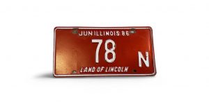 1986 ILLIONOIS LICENSE PLATE LOW NUMBER 78 LAND OF LINCOLN
