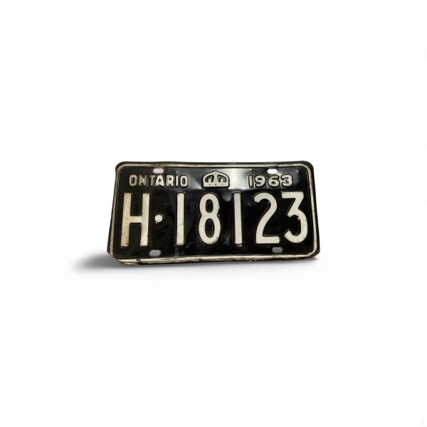 1963 ONTARIO LICENSE PLATE H 18123