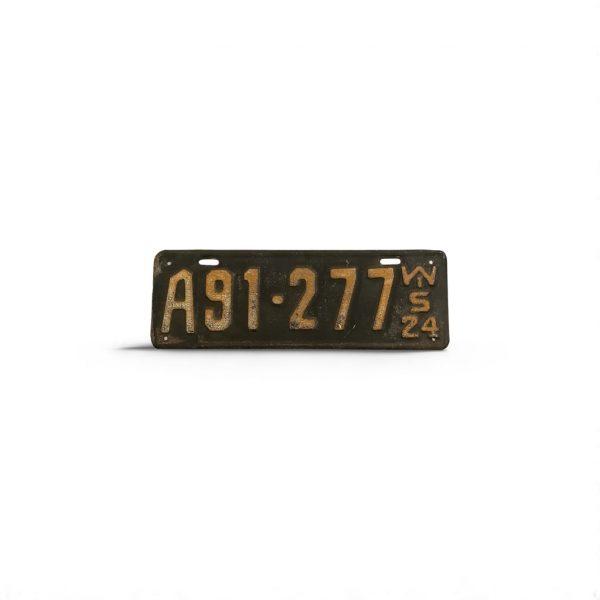 1924 WISCONSIN LICENSE PLATE A91 277 (2 OF 2) SEE THE OTHER IF LOOKINGF OR PAIR