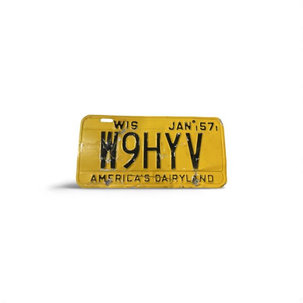 1957 WISCONSIN HAM RADIO LICENSE PLATE W9HYV
