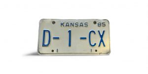 1985 KANSAS D-1-CX LICENSE PLATE VANITY