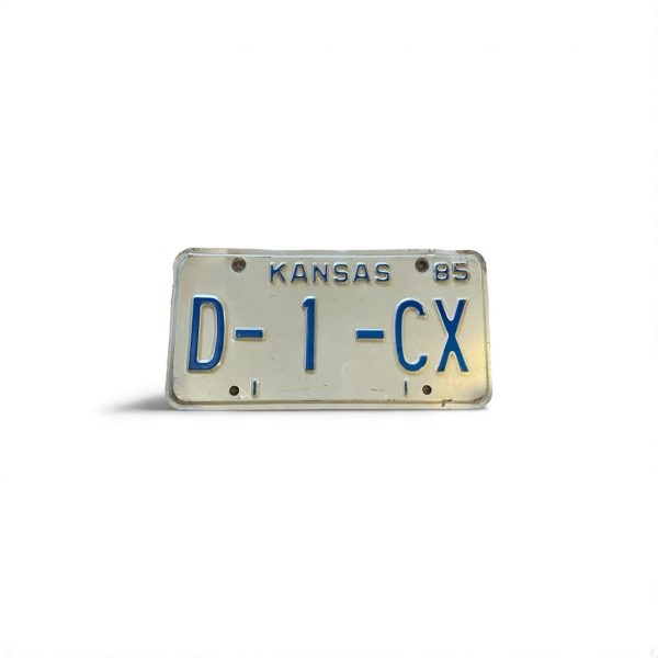 1985 KANSAS D-1-CX LICENSE PLATE VANITY