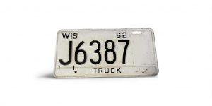 1962 WISCONSIN TRUCK LICENSE PLATE J6387