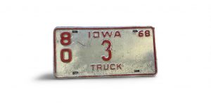 1968 IOWA LICENSE PLATE LOW NUMBER 3 TRUCK