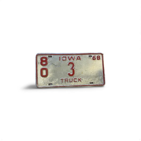 1968 IOWA LICENSE PLATE LOW NUMBER 3 TRUCK