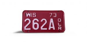 1973 WISCONSIN MOTORCYCLE DEALER LICENSE PLATE 262 A 3-DIGIT