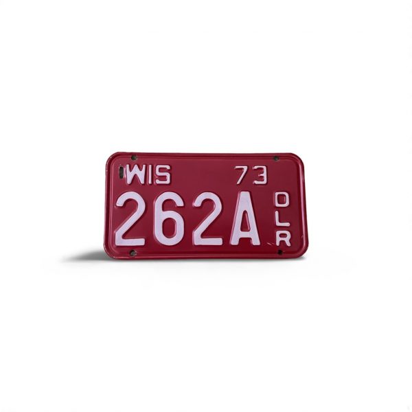 1973 WISCONSIN MOTORCYCLE DEALER LICENSE PLATE 262 A 3-DIGIT