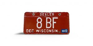 1980 WISCONSIN DEALER LICENSE PLATE LOW NUMBER 8 BF