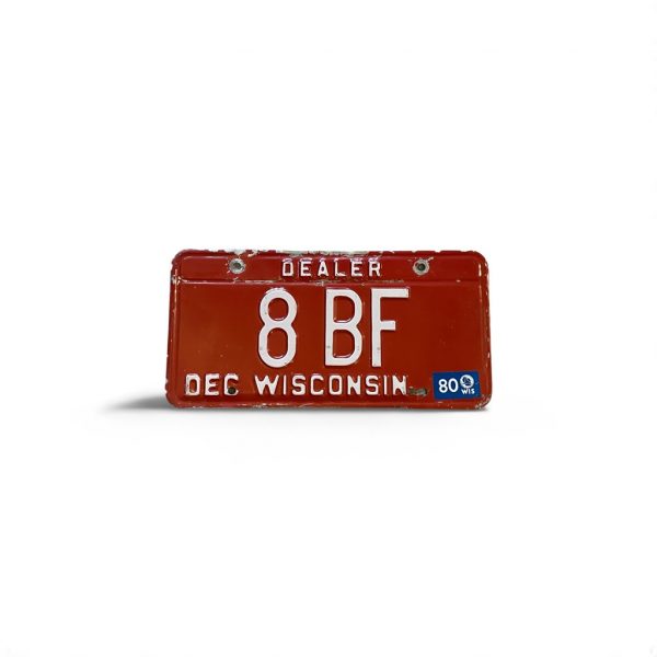 1980 WISCONSIN DEALER LICENSE PLATE LOW NUMBER 8 BF
