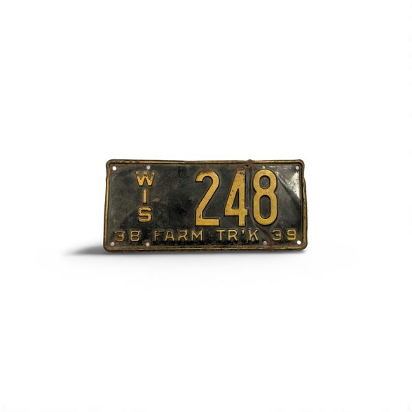 1939 WISCONSIN FARM TRUCK LICENSE PLATE 248 LOW NUMBER 3-DIGIT