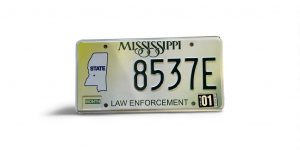 2001 MISSISSIPPI LICENSE PLATE POLICE LAW ENFORCEMENT POLICE 8537E