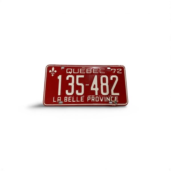 1972 QUEBEC LA BELLE PROVINCVE 135 482 LICENSE PLATE
