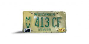 2012 WISCONSIN DEALER LICENSE PLATE 413 CF