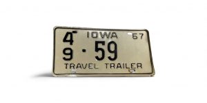 1967 IOWA LICENSE PLATE 59 LOW NUMBER 20-DIGIT TRAVEL TRAILER