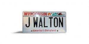 2022 WISCONSIN VANITY LICENSE PLATE J WALTON NAME