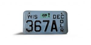 1991 WISCONSIN MOTORCYCLE DEALER LICENSE PLATE 367 A 3-DIGIT