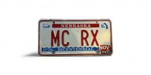 1984 NEBRASKA LICENSE PLATE VANITY MC RX MOTORCYCLE MECHANIC DOCTOR