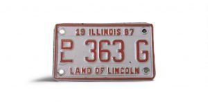 1987 ILLINOIS DEALER MOTORCYCLE LICENSE PLATE 363 G