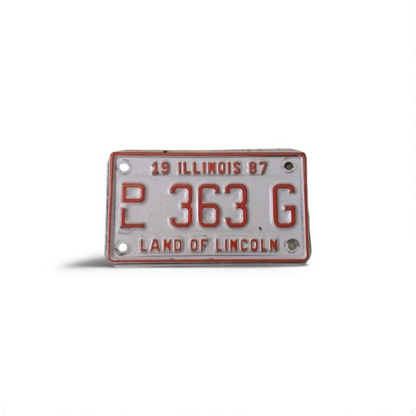 1987 ILLINOIS DEALER MOTORCYCLE LICENSE PLATE 363 G
