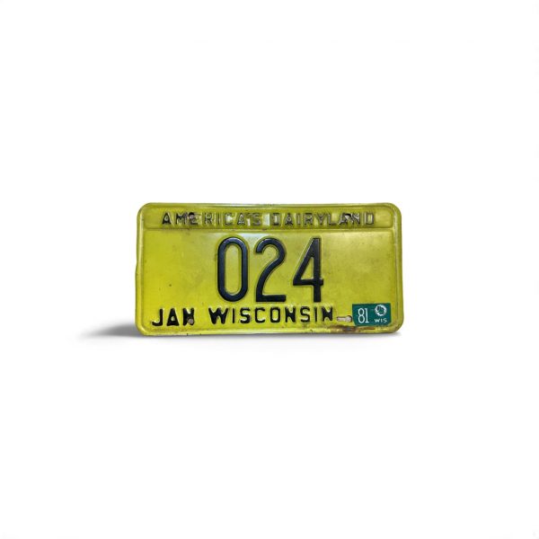 1981 WISCONSIN LOW NUMBER 024 AMERICA'S DAIRYLAND LICENSE PLATE