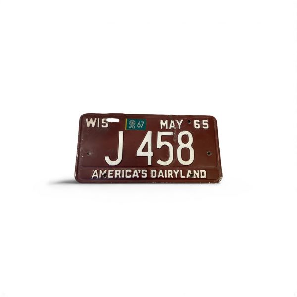 1965 WISCONSIN LICENSE PLATE COLLECTOR J 458 AMERICAS DAIRYLAND