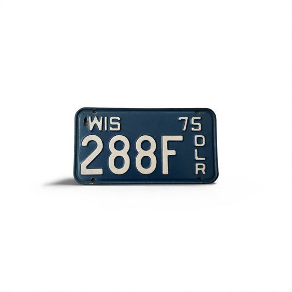 1975 WISCONSIN MOTORCYCLE DEALER LICENSE PLATE 288 F 3-DIGIT