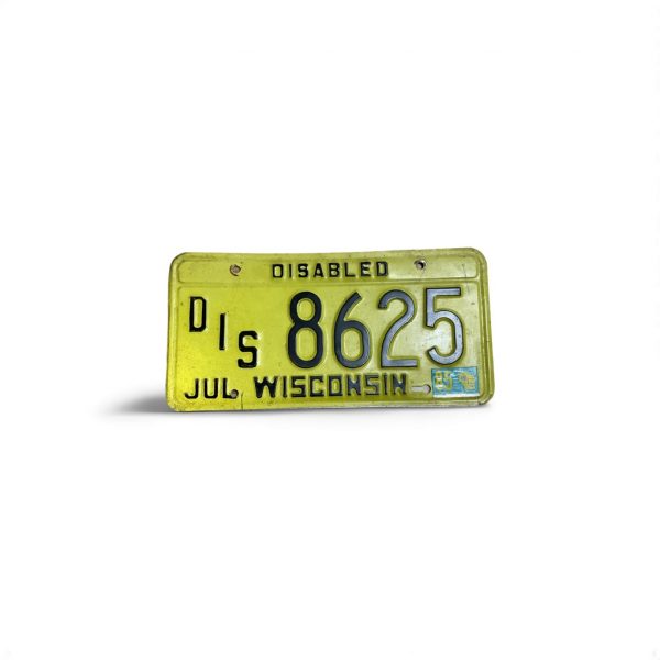 1985 WISCONSIN LICENSE PLATE DISABLED 8625? (1 OF 2) SEE THE OTHER IF LOOKING FOR PAIR