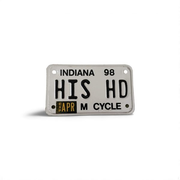 1998 INDIANA VANITY MOTORCYCLE LICENSE PLATE HIS HD HARLEY DAVIDSON MOTORCYCLES