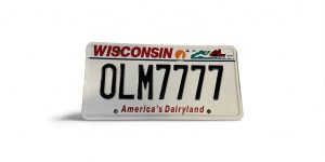 WISCONSIN LICENSE PLATE VANITY OLM 7777