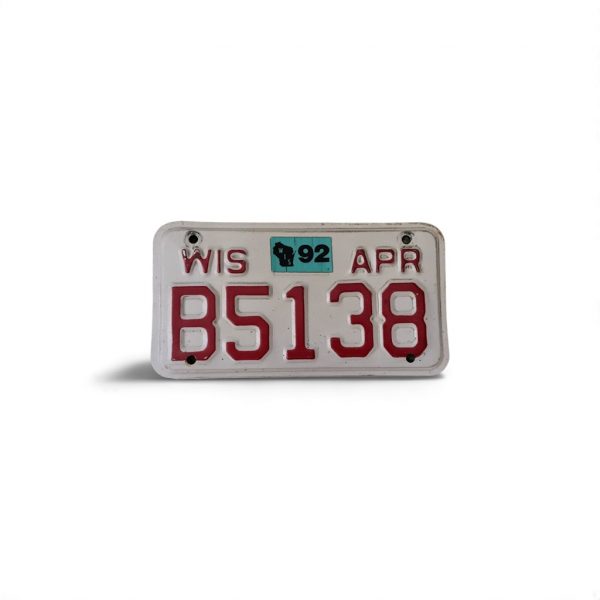 1992 WISCONSIN MOTORCYCLE LICENSE PLATE B5138