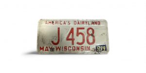 1979 WISCONSIN LICENSE PLATE J 458 AMERICA'S DAIRYLAND