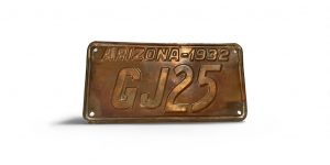 1932 ARIZONA COPPER GJ25 COPPER LICENSE PLATE