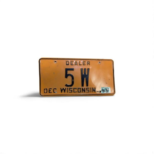 1986 WISCONSIN DEALER LOW NUMBER LICENSE PLATE 5 W 1-DIGIT