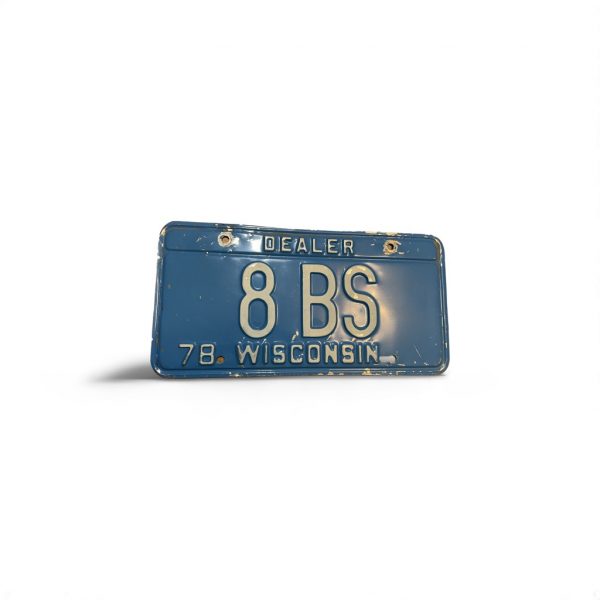 1978 WISCONSIN DEALER LICENSE PLATE LOW NUMBER 8 BS 1-DIGIT