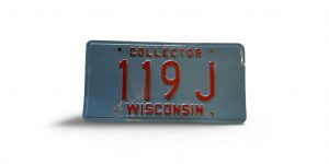 WISCONSIN COLLECTOR LICENSE PLATE 119 J LOW NUMBER