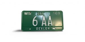 1968 WISCONSIN DEALER LOW NUMBER LICENSE PLATE 6 AA 1-DIGIT