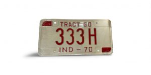 1970 INDIANA TRACTOR 333 TRIPLE 3 LICENSE PLATE