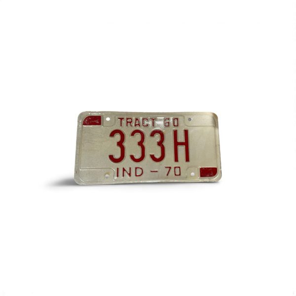 1970 INDIANA TRACTOR 333 TRIPLE 3 LICENSE PLATE