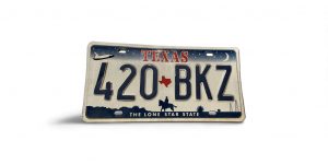 TEXAS LICENSE PLATE 420 BKZ